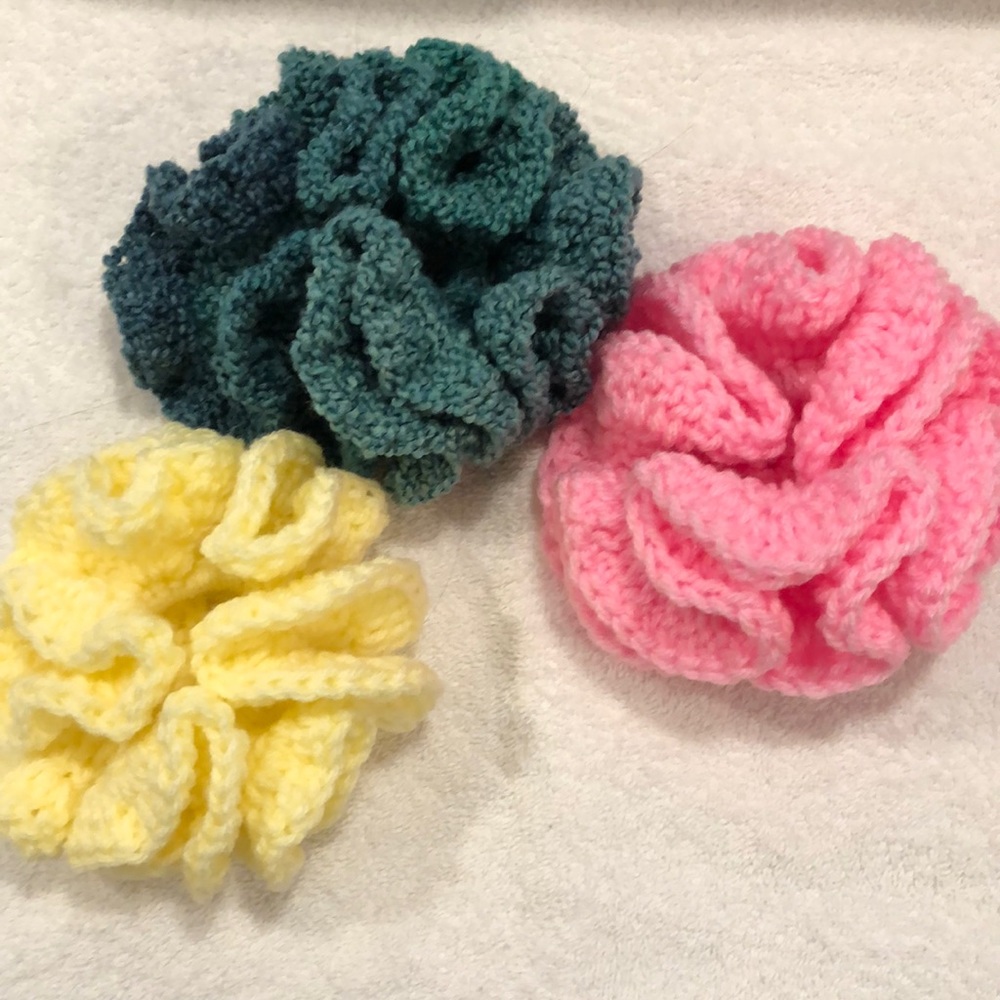 Scrunchies set of 3. Handmade crocheted.